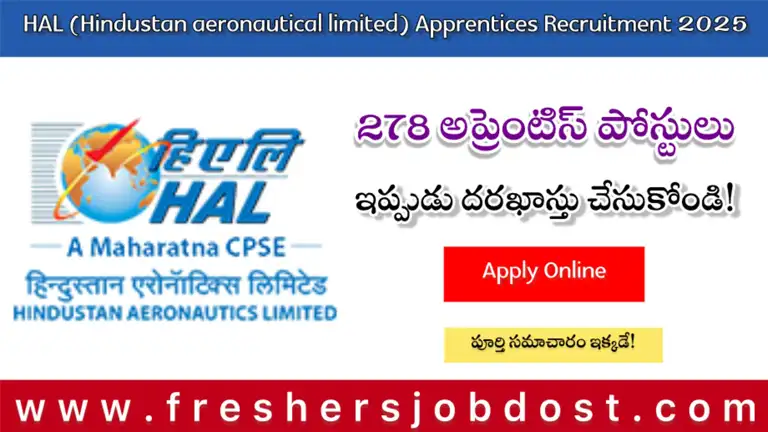 HAL Apprentices Recruitment 2025 Notification – Apply Online for 278 Apprentice Posts